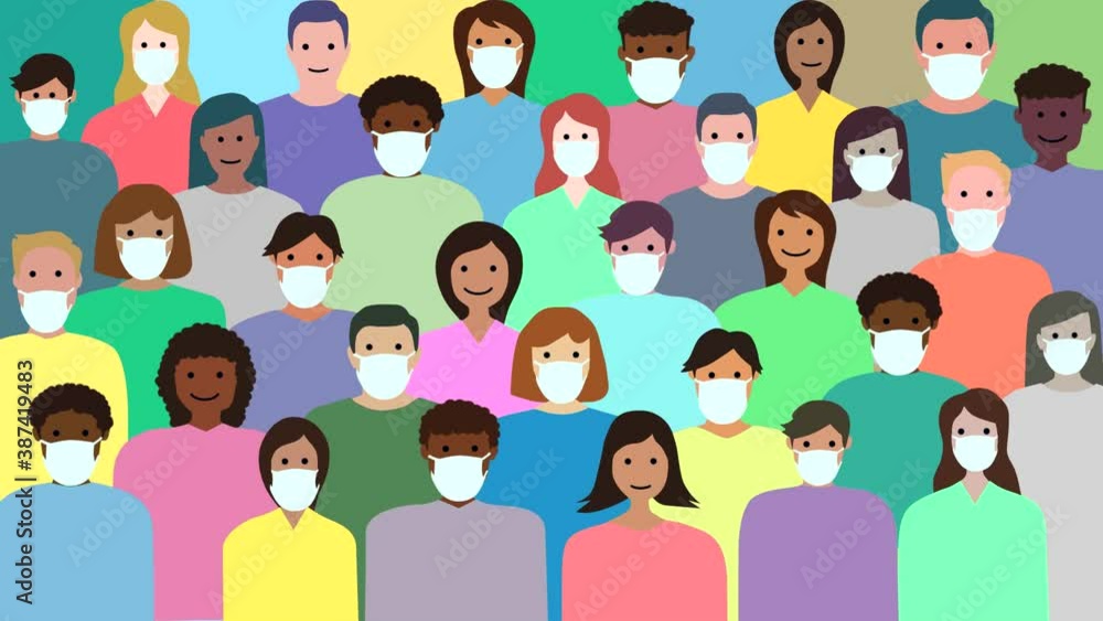 Animation with people wearing surgical masks during an epidemic (seamless loop) Animation with people wearing surgical masks during an epidemic (seamless loop)