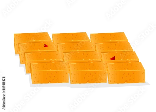 mysore pak Indian Sweets or Mithai Food Vector