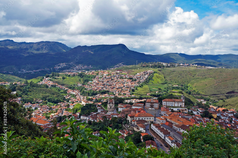 Panoramic view of the historical city of Ouro Preto, Brazil 