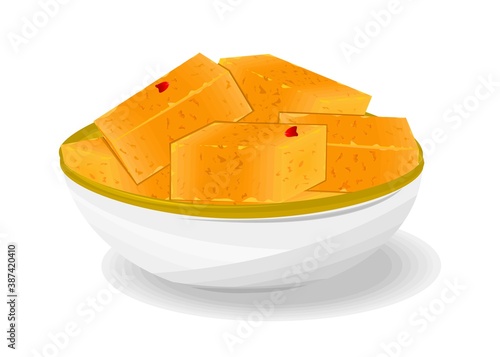 mysore pak Indian Sweets or Mithai Food Vector