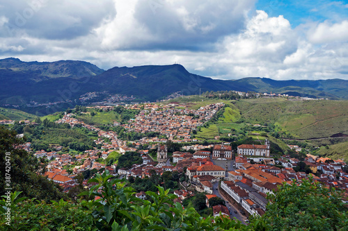 Panoramic view of the historical city of Ouro Preto, Brazil 