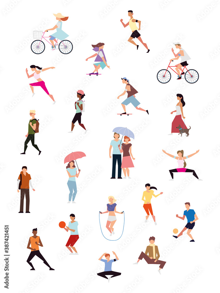 physical activity people practicing in outdoor sports or recreational