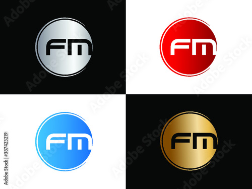 FM Circular Letter Logo with Circle Design and Black red gold color
