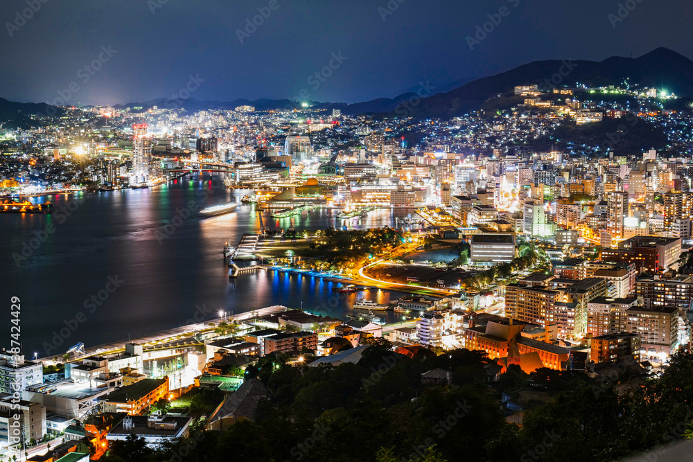 Obraz premium 世界新三大夜景 長崎 鍋冠山から眺望