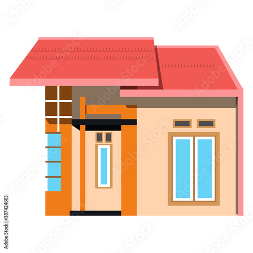 Vector flat icon of suburban house. For web design and app interfaces, it's also useful for infographics. Family house icon isolated on white background.