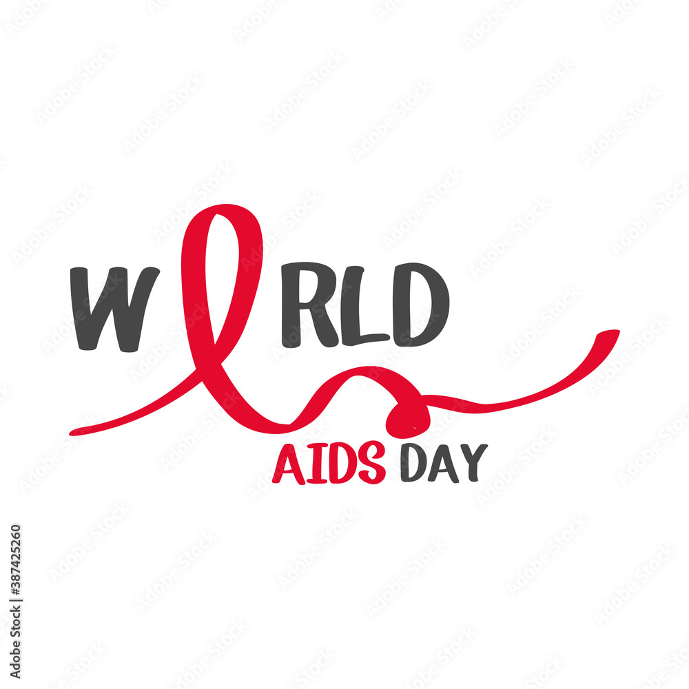 world aids day, word with ribbon celebration campaign