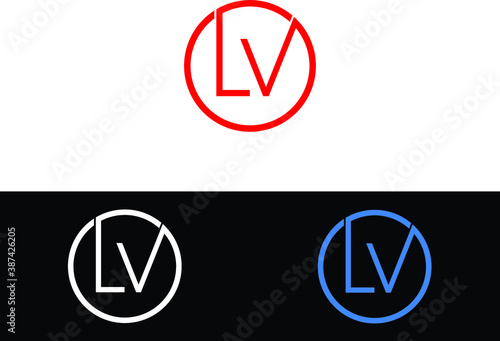 LV circle Shape Letter logo Design photo