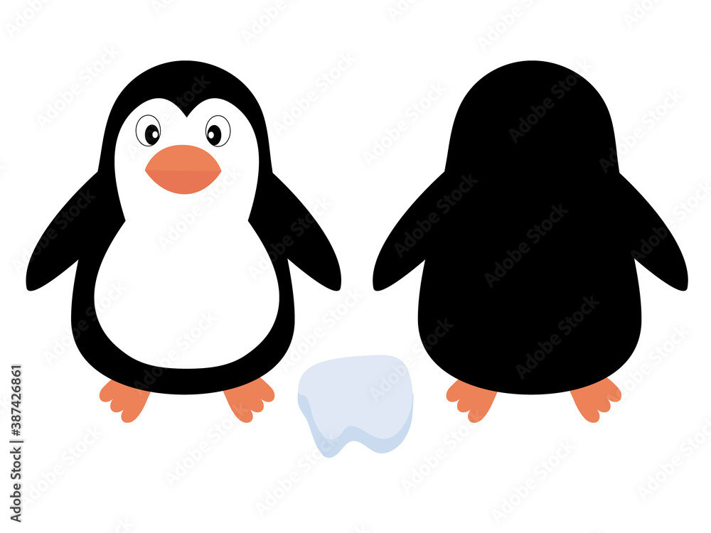 Fototapeta premium Cute penguin. Vector illustration of an animal, isolated on a white background. Print for clothes, label, patch, sticker. For cards for children's holidays or drawing training