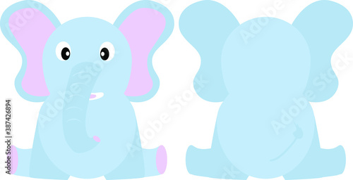 Cute elephant.  Vector illustration of an animal  isolated on a white background. Print for clothes  label  patch  sticker. For cards for children s holidays or drawing training