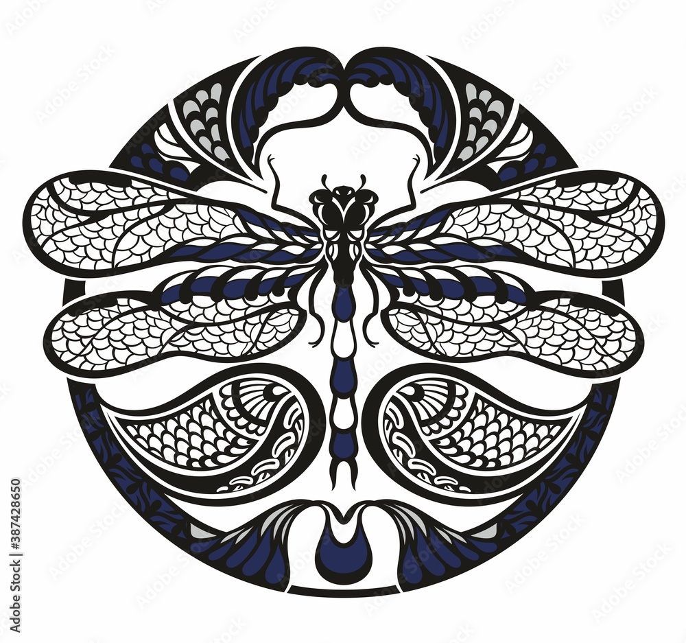 Silhouette icon of a Dragonfly insect spreading its wing. Vector illustration. Silhouette icon of a Dragonfly insect spreading its wing. Vector illustration.