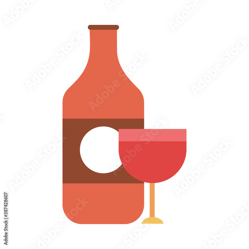 wine bottle and cup liquor celebration party flat icon