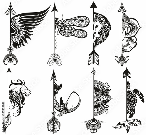Arrows vector illustration with animals