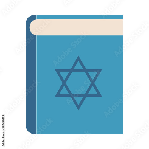 hanukkah, blue torah book ritual traditional flat icon