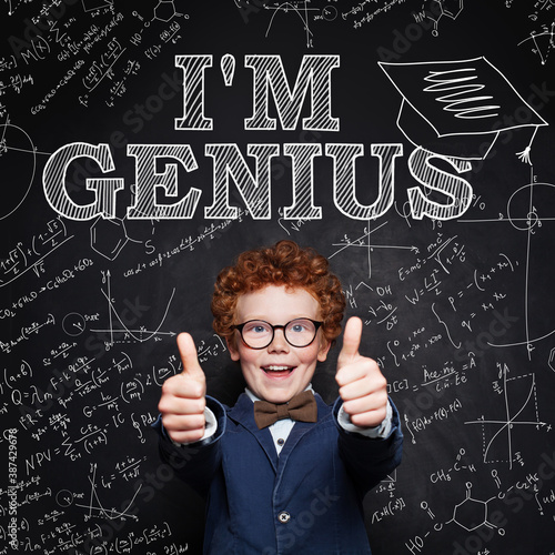Genius child boy having fun