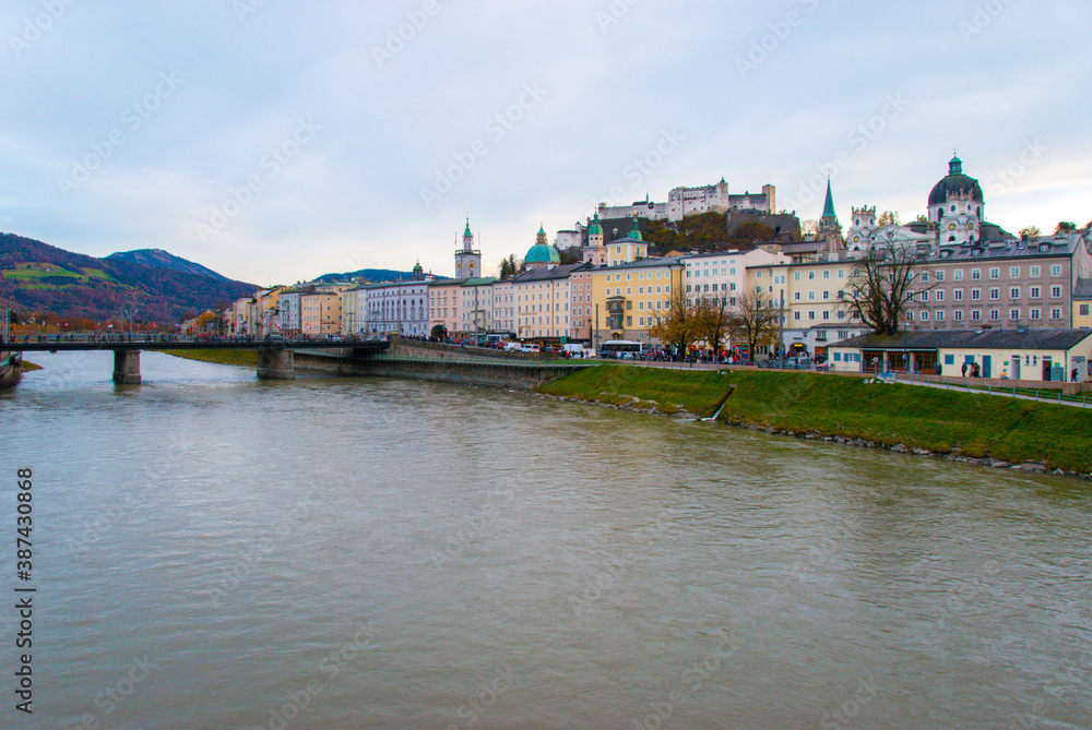 Fototapeta premium Hohensalzburg castle above the historical city center of Salzburg, Austria 