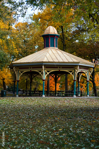 Gazebo in park, park, shelter, fall, fall colors