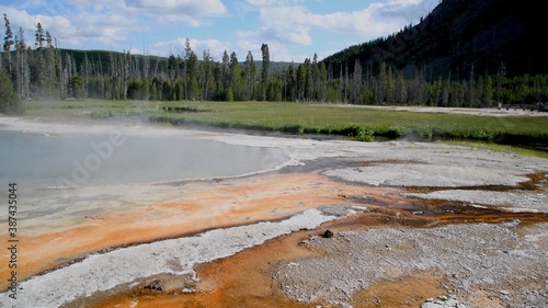 Pool and geyser of Yellowstone National park