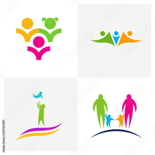 Set of Family logo design vector template, Illustration design Community, Symbol Icon