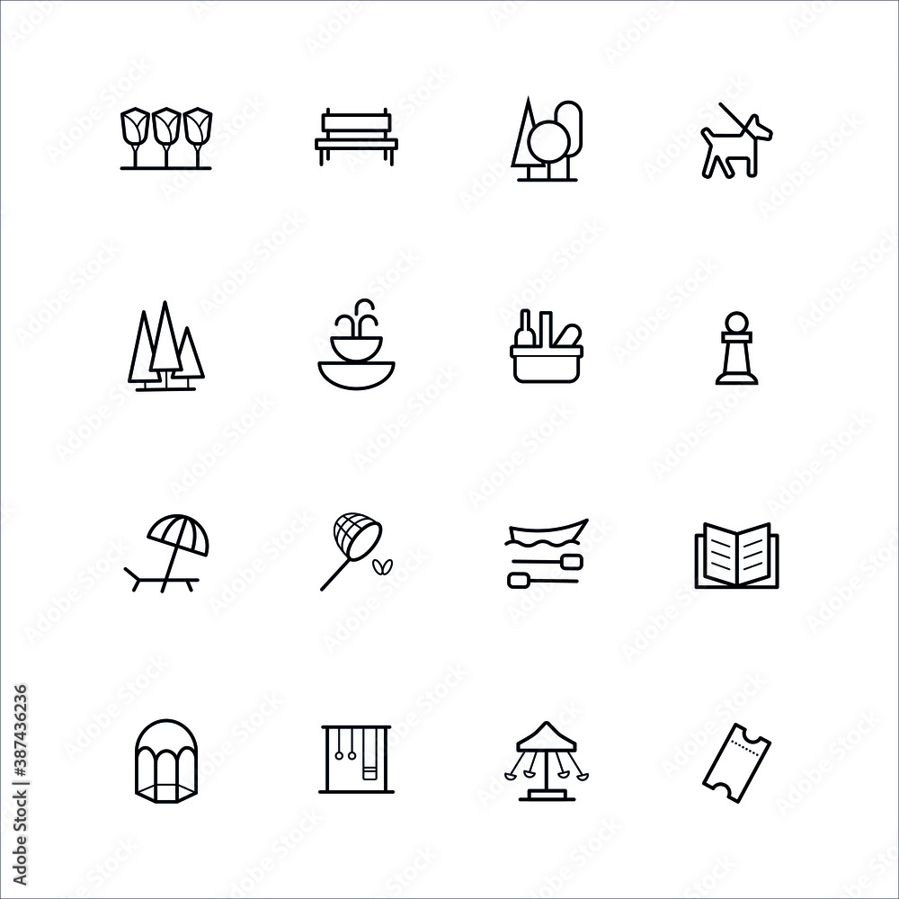 Icons for park navigation in the same style Icons for park navigation in the same style