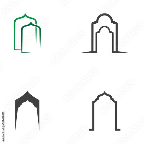 Set Mosque window vector icon design template