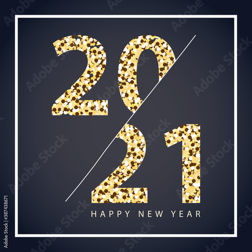 2021 happy new year dottes numbers elegant card dark background photo