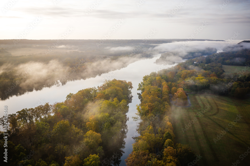 Aerial Sunrise in Frenchtown New Jersey