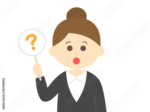 クエスチョンマークを出す女性のイラスト