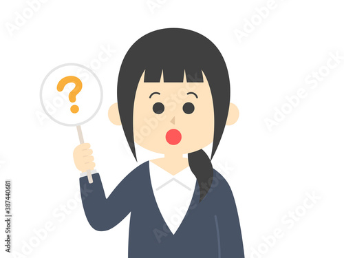 クエスチョンマークを出す女性のイラスト