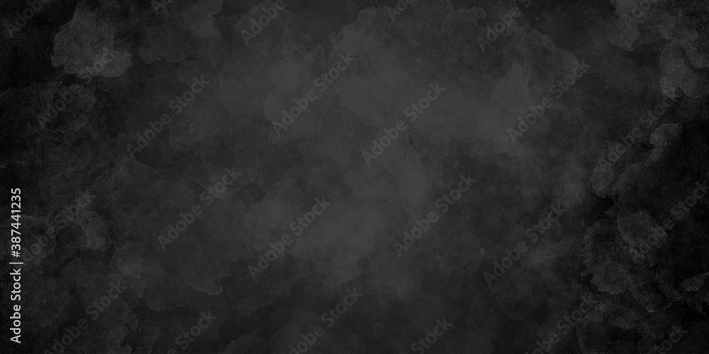 black stylish dark monochrome background for banners, with large spots and watercolor effect