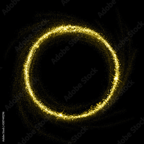 Gold glittering star dust circle