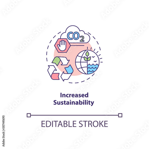 Increased sustainability concept icon. Reverse globalization idea thin line illustration. Climate changes. Environmental sustainability. Vector isolated outline RGB color drawing. Editable stroke