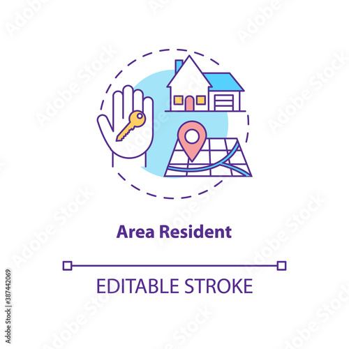 Area resident concept icon. Online voting requirement idea thin line illustration. Legal residence. Current residential address. Vector isolated outline RGB color drawing. Editable stroke