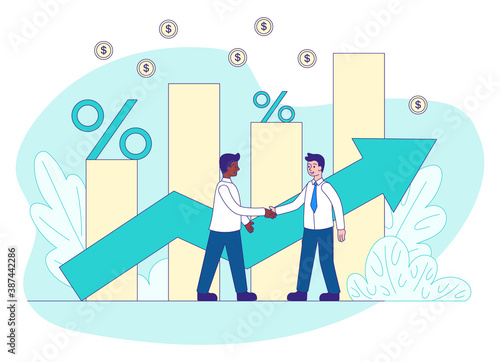 loans refinancing and changing interest rates abstract concept. Flat cartoon vector illustration.