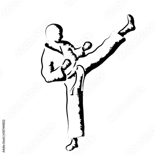 Slika na platnu karate moves, stylized karateka vector illustration