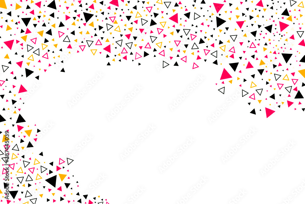 Fototapeta premium Geometric abstract memphis art style vector pattern design template with empty copy space. Black, pink and yellow colors geometric graphic web design, seamless colorful vector pattern