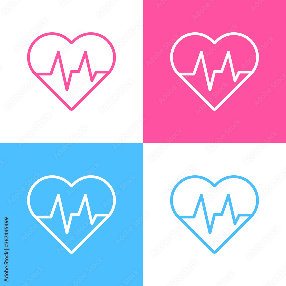 Heartbeat, medical line red isolated on white background EPS Vector