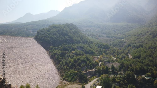 Alanya Turkey Dim Cay dike, Turkish landscape pine forest and Reservoir Dim Cay photo