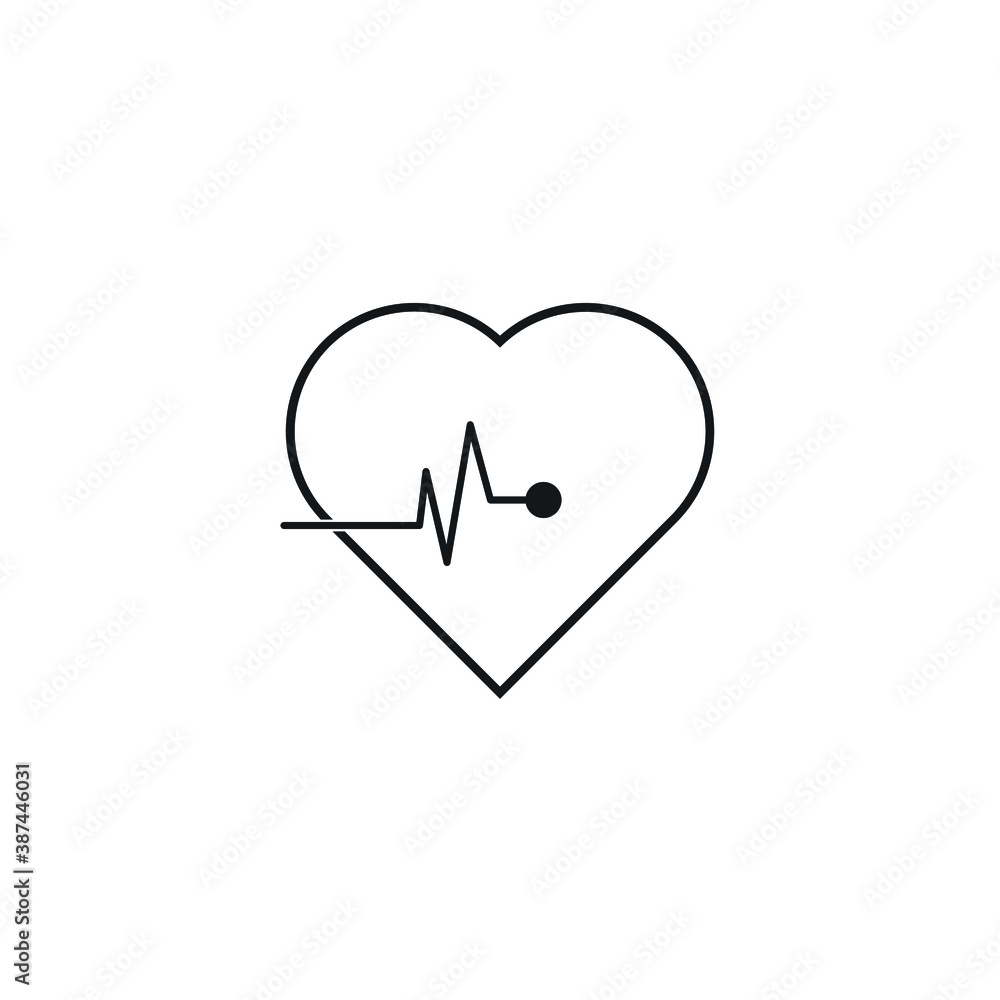 Heartbeat, medical line red isolated on white background EPS Vector