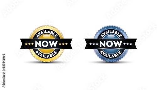 Available now set badge template.