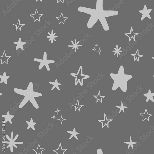 Hand drawn stars seamless pattern. Background texture.