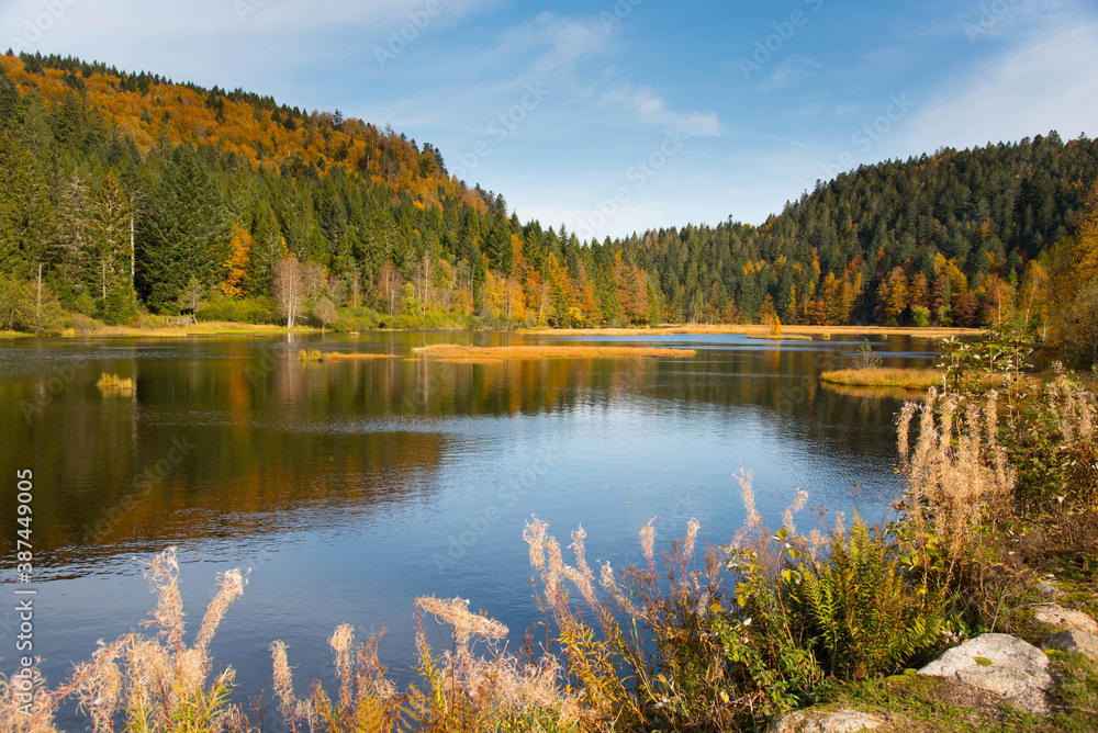 Herbstlicher Lac de Lispach in den Vogesen