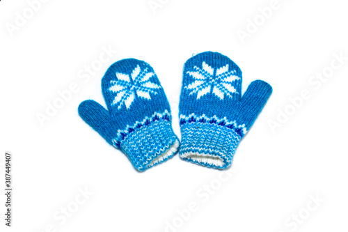 Wallpaper Mural Photo isolate baby winter mittens blue Torontodigital.ca