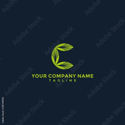 Letter C with cannabis leaf for logo design.