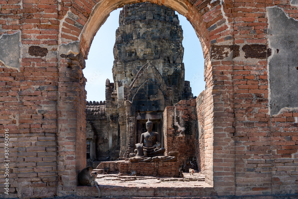 Prang Sam Yod the ancient monument in Lopburi. 