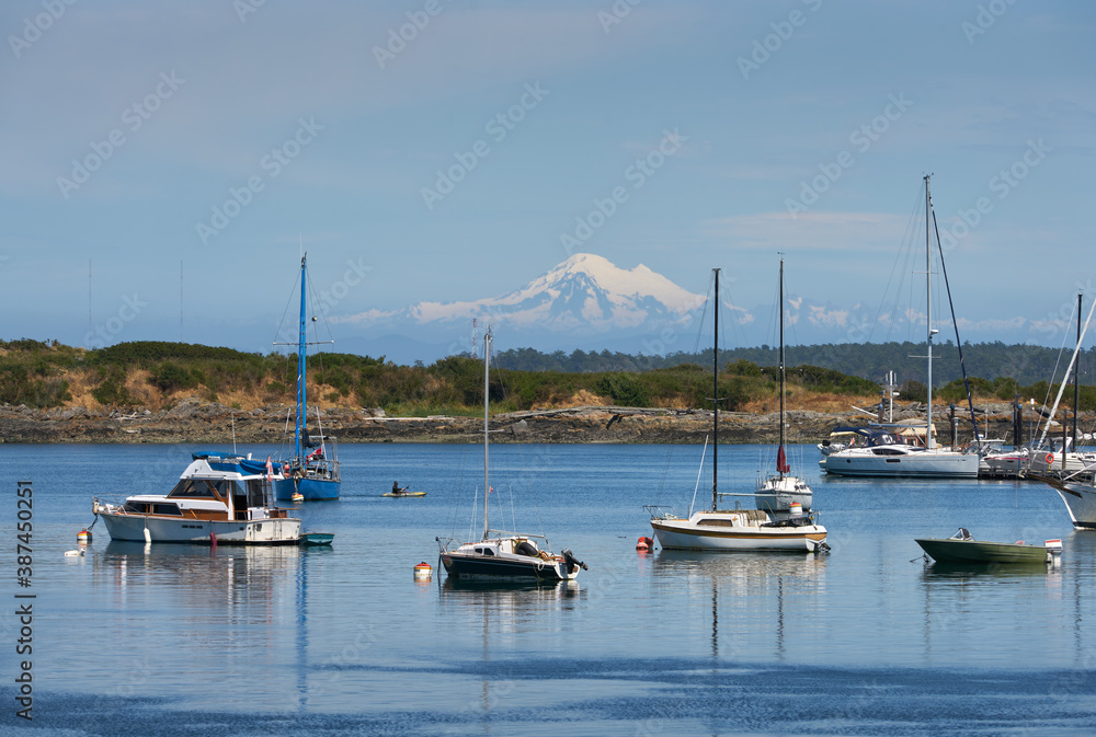 Vancouver Island Mount Baker View. Looking across Oak Bay on Vancouver Island with Mount Baker in the background.

