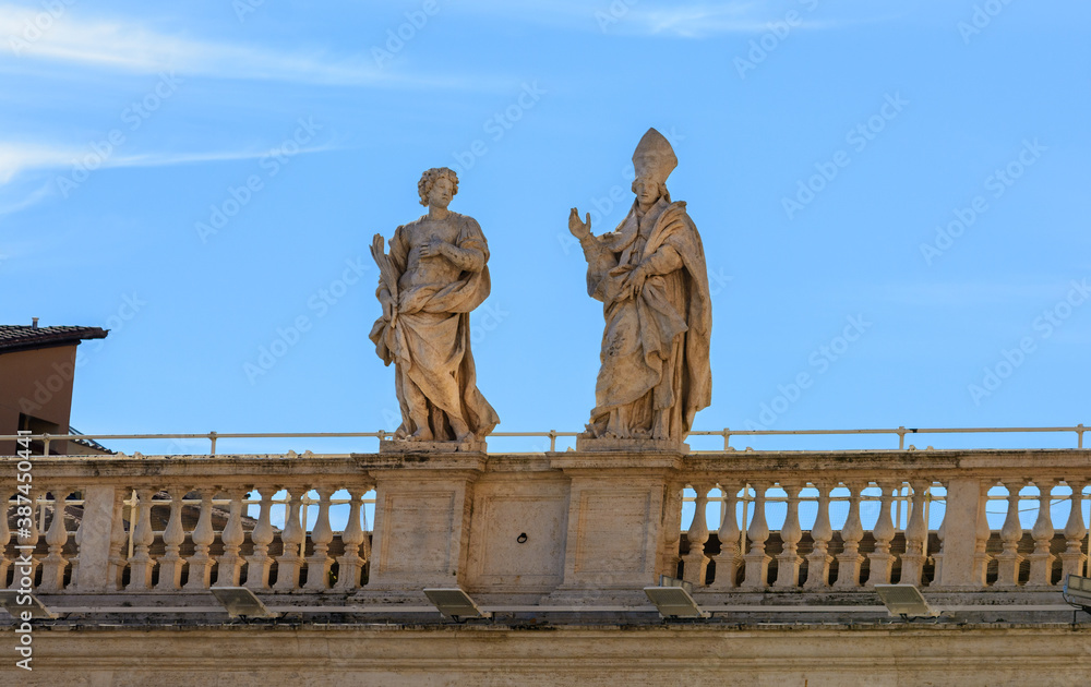 Sculptures of saints at St. Peter's Cathedral in the Vatican. Rome. Italy.
