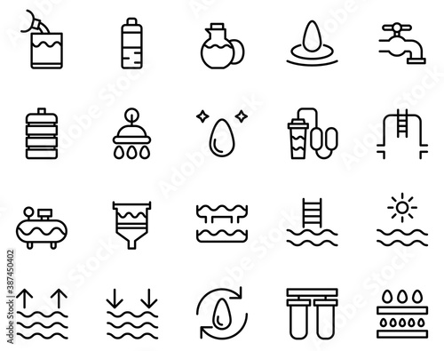 Simple set of water icons vector on white background.