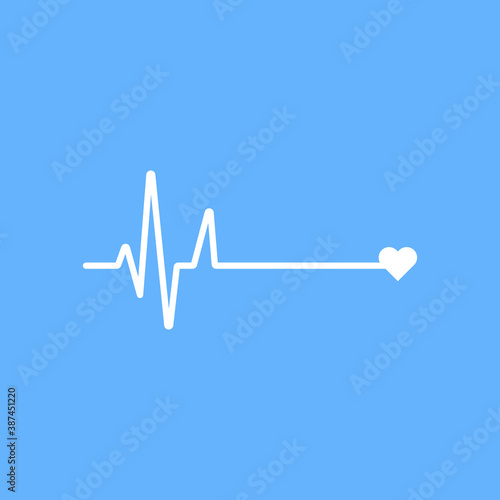 White heartbeat line, medical line isolated on blue background. Can be used for many purposes, website, app UI, editable EPS Vector
