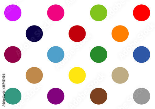 Estampado de lunares de colores sobre fondo blanco