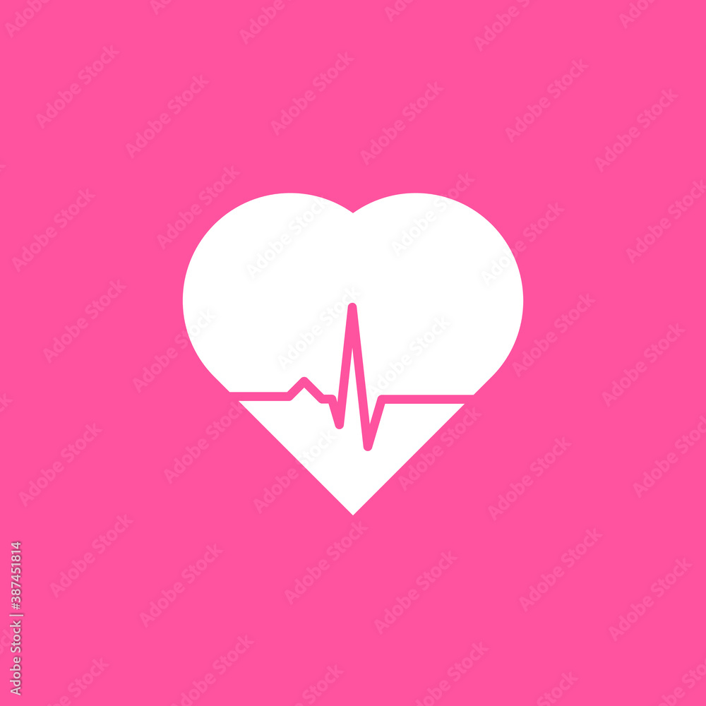 Art design, health medical heartbeat, pulse vector isolated on pink background, editable EPS Vector